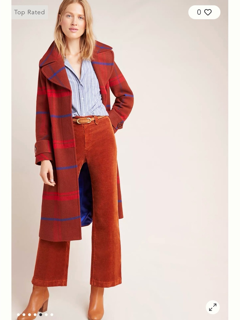 Anthropologie Paige Nellie Corduroy High Rise Crop burnt orange Sz 32 pants